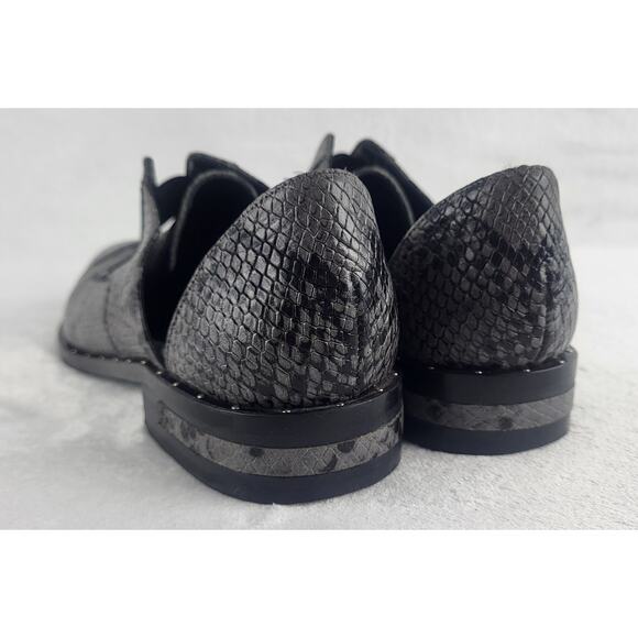 NEW Freda Salvador D'Orsay Loafers Embossed Snakeskin Leather Side Cut Flats | 7 - Picture 6 of 15